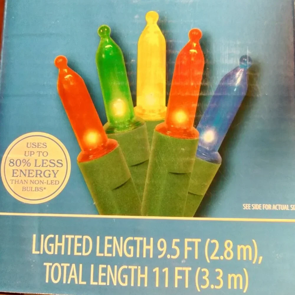 Holiday Time Multicolor Lights indoor Outdoor 50 ct Wedding Patio Green cord LED